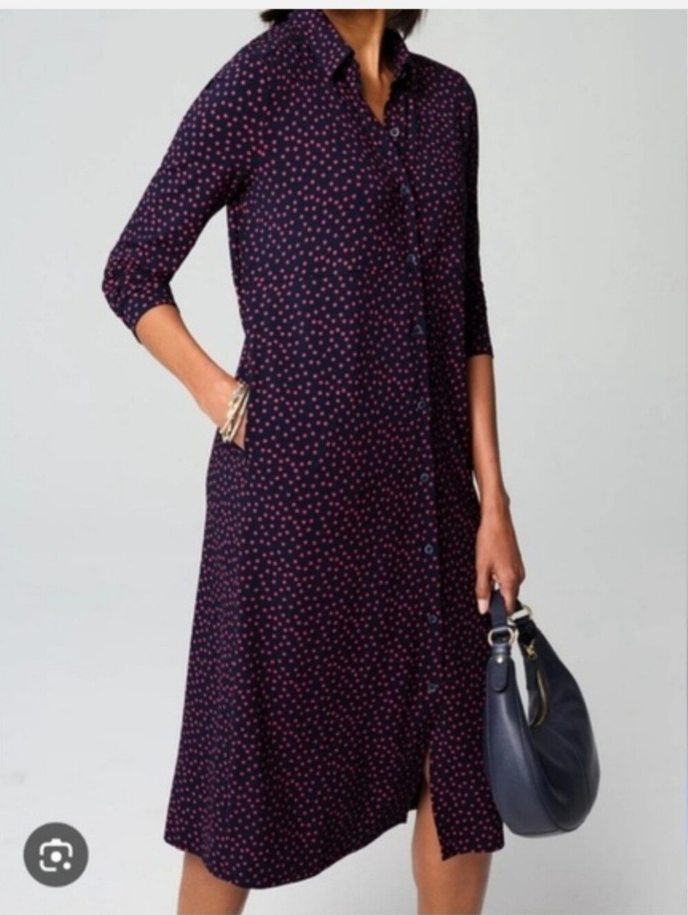 J. Jill Wearever Collection Polka Dot Viscose Midi Shirt Dress Size XS NEW